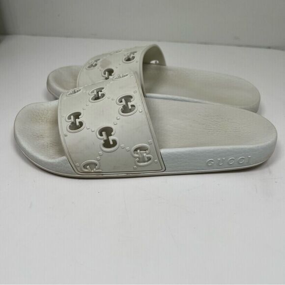 Gucci Offwhite Rubber GG Slides Size 38 Size 8 - Picture 4 of 8